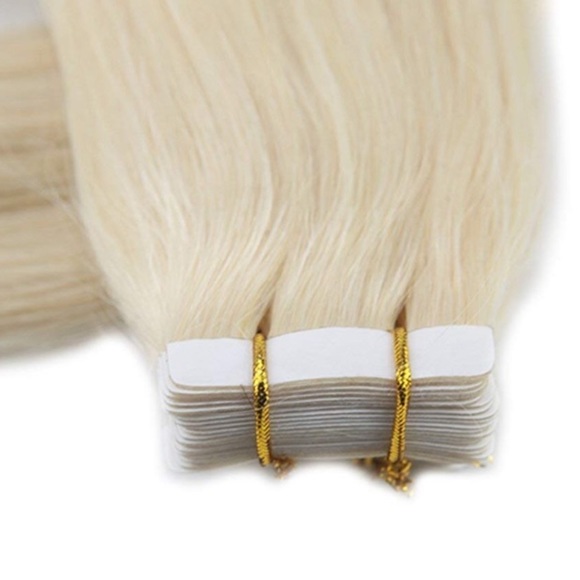 ✨2 18” PLATINUM Blonde HUMAN HAIR TAPE INS 2 PACKS